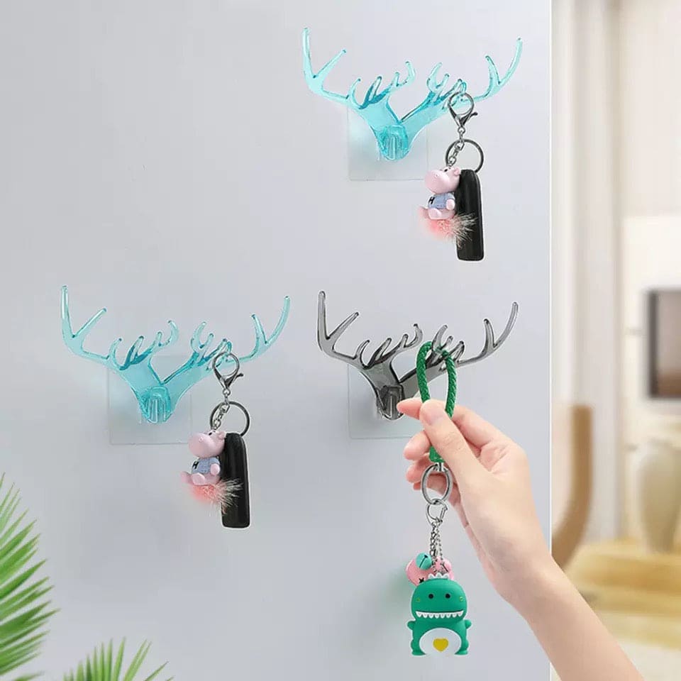 Set Of 3 Crystal Deer Antler Hook, Crystal Clear Wall Hanging Hooks, Punch-free Hats Keychains Hanging Hook With Sticky Wall Set Of 3 Crystal Deer Antler Hook, Crystal Clear Wall Hanging Hooks, Punch-free Hats Keychains Hanging Hook With Sticky Wall